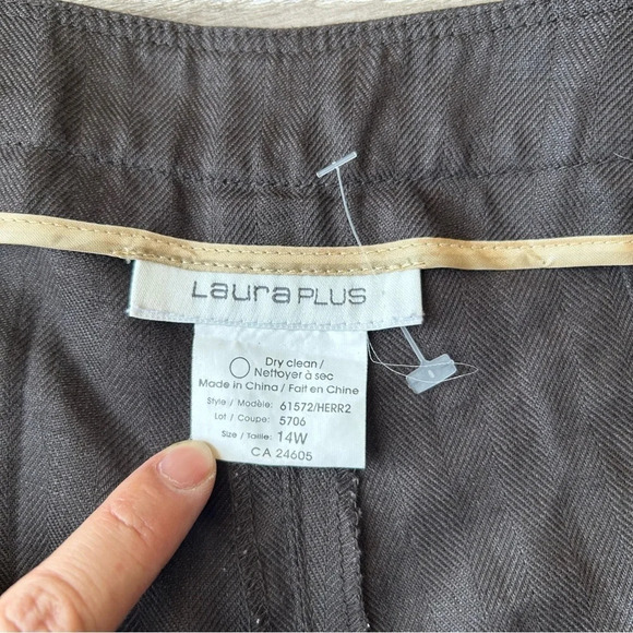 Laura Plus Dark Brown Pure Linen Wide Leg Pants - Picture 8 of 11